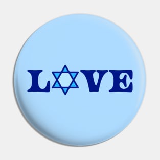 Blue Love Design Written With a Jewish Star of David on a Blue Backdrop, made by EndlessEmporium Pin