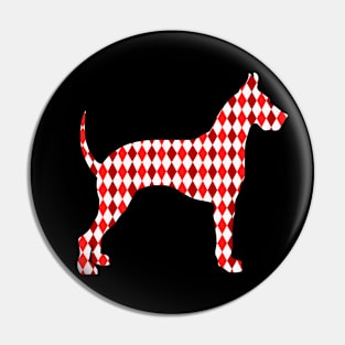 Red Harlequin Great Dane Silhouette Pin