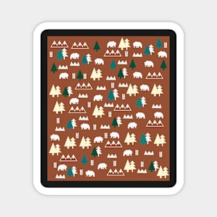 Pine forest with bears Magnet