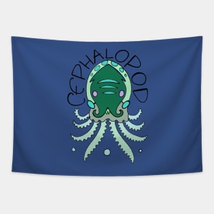 cephalopod in greens and blue Tapestry