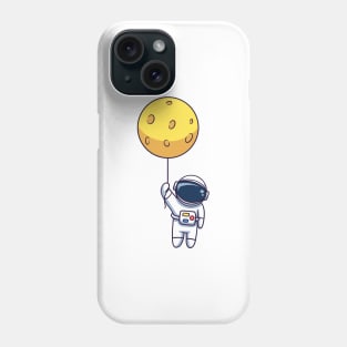 Astronaut Floating With Moon Balloon Phone Case