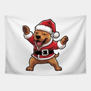 Cartoon Christmas Staffordshire Bull Terrier Dog Dancing Tapestry