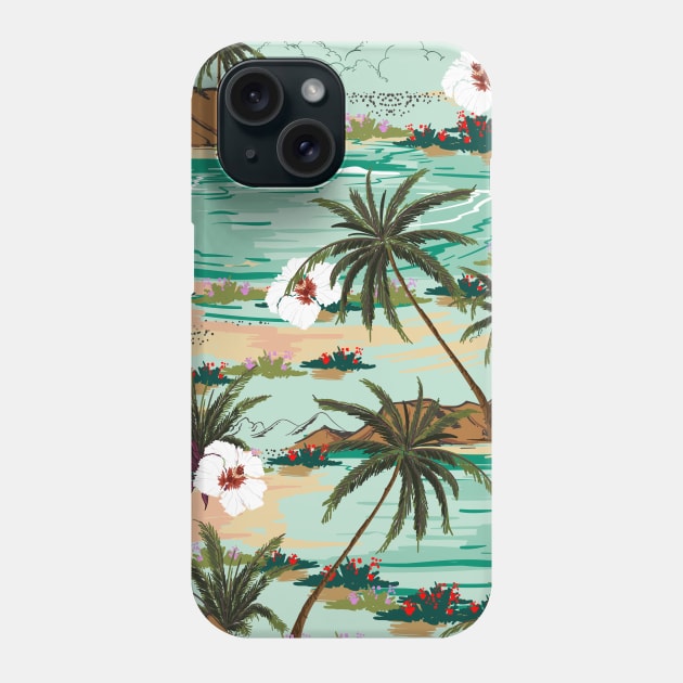 Vintage Tropical Hawaii Island Pattern Phone Case by JunkyDotCom