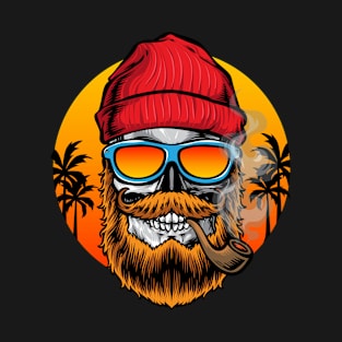 hipster_skull_with_sunset_background T-Shirt