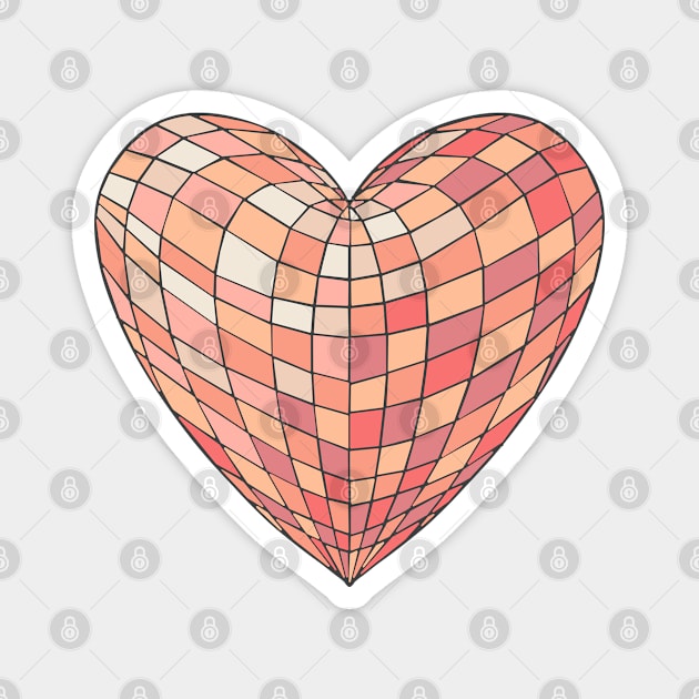 Heart Shaped Disco Ball - Peach Fuzz Magnet by julieerindesigns