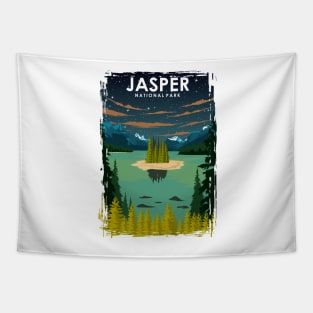 Jasper National Park Vintage Minimal Retro Travel Poster Tapestry