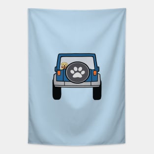 Dog in Blue Wrangler Tapestry