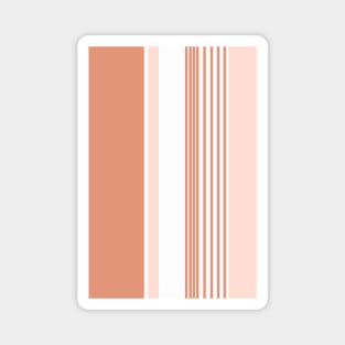 Color Block Stripes Peach and Salmon Pink Magnet