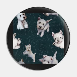 Westies mom dark blue pattern Pin