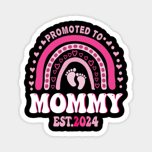 Promoted To Mommy Est. 2024 Groovy Mama New Mom boho rainbow Magnet