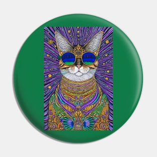 Cosmos Cat Wearing Sunglasses- Andromeda! Pin