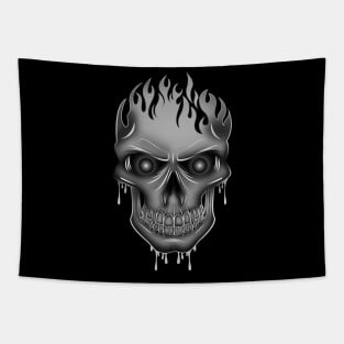 Flame Skull - Silver Tapestry