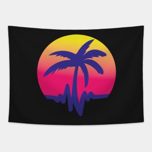 Palms and Wavs Sunrise Logo Tee Tapestry