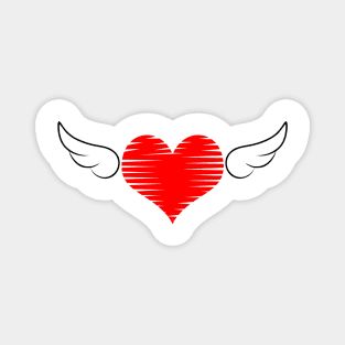 winged red heart 01 White Magnet