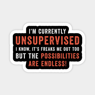 I'm Currently Unsupervised But The Possibilities Are Endless Magnet