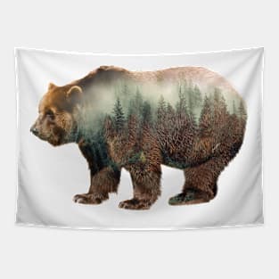 Double Exposure Grizzly Bear Tapestry