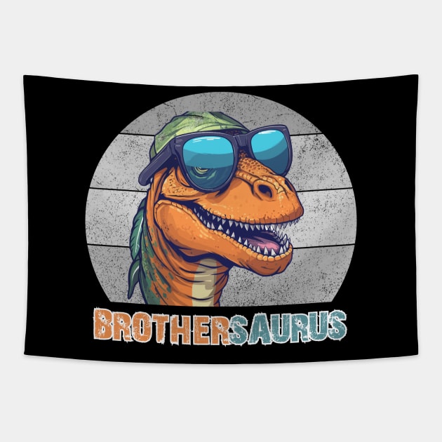 Brothersaurus T rex Dinosaur Brother Saurus Family Matching Tapestry by Emouran