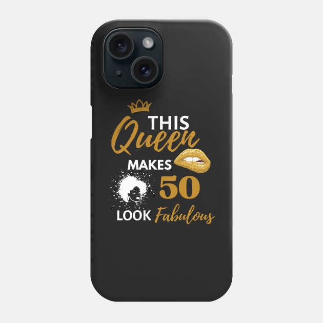 Afro Vintage Queen Birthday Quote 50th and fabulous Cool Heels fifty birthday Gift For Her Phone Case by WassilArt