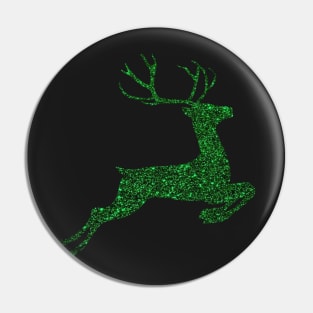 Dark Green Faux Glitter Reindeer Pin