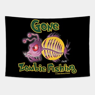 Gone Zombie Fishing Tapestry