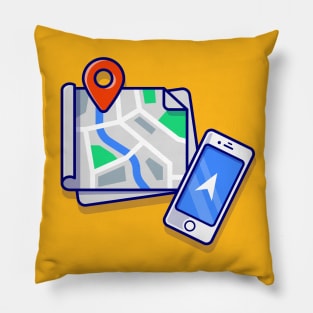 Maps Location And Phone Cartoon Pillow