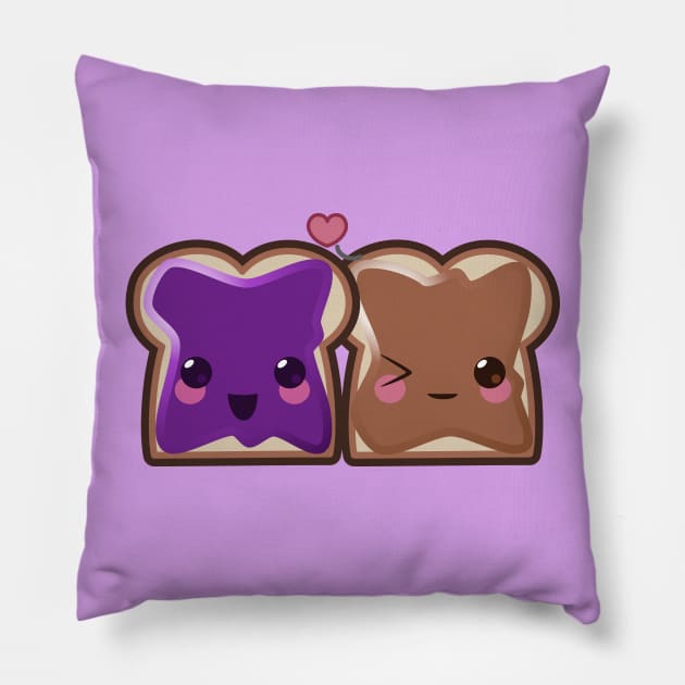 Kawaii Peanut Butter and Jelly Pillow by LyddieDoodles