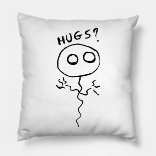 Pallolo – the ghost balloon – Hugs? (black on white) Pillow