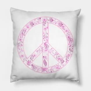 Vintage Girly Flower Peace Sign Pillow