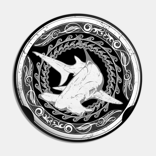 Hammerhead Shark Diving Bimini Pin by NicGrayTees