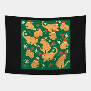 Groovy Tiger Christmas pattern Tapestry