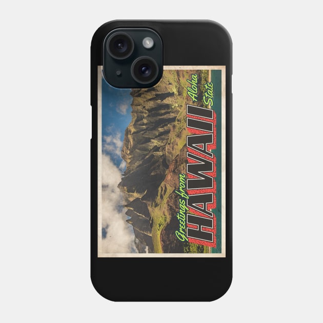 Greetings from Hawaii - Vintage Travel Postcard Design Phone Case by fromthereco