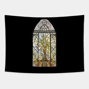 Spring starts the tree stained glass Tapestry