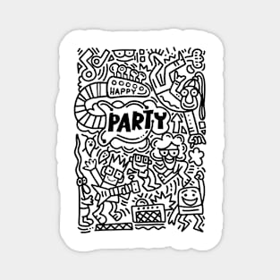 Hand drawn, doodle party set. Magnet