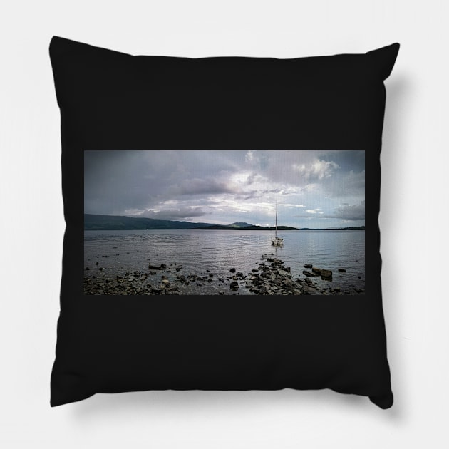 Sailboat on Loch Lomond Pillow by MarkRame