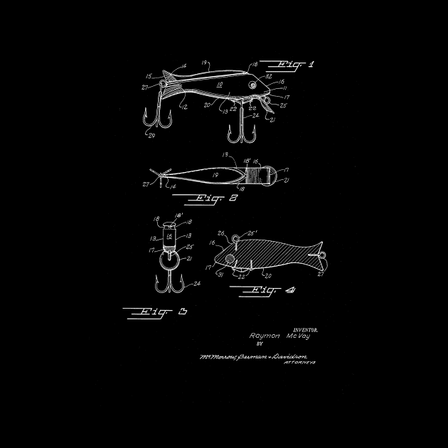 Fishing Lure Vintage Patent Drawing by TheYoungDesigns