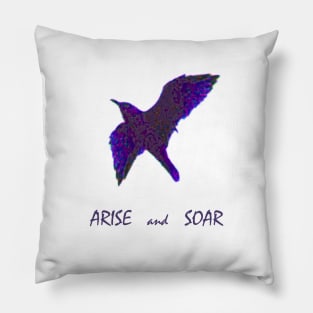 Go Higher with Arise and Soar Quote - with Purple Floral Bird Pillow