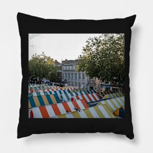 A view across the outdoor market in the city of Norwich Pillow