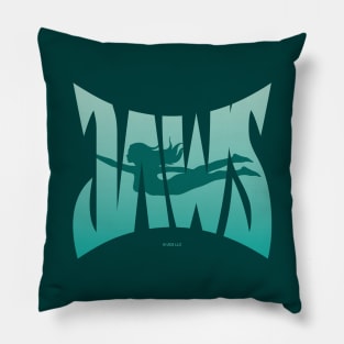 Jaws Logo Swimmer Silhouette Pillow