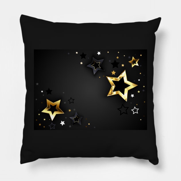 Gray Background with Black Stars Pillow by Blackmoon9