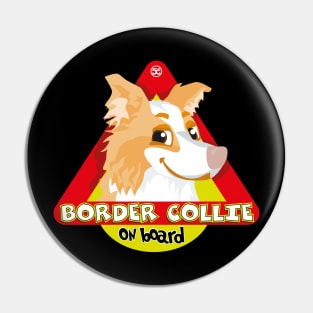 Border Collie On Board - Red Pin