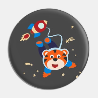 Space tiger or astronaut in a space suit with cartoon style Pin