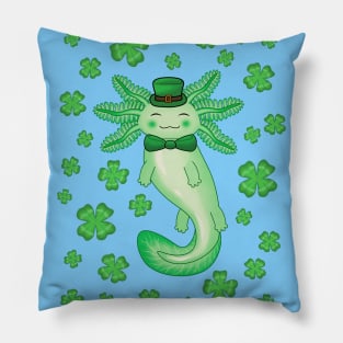 Green St Patrick's day axolotl Pillow