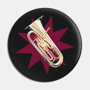 Euphonium on dark red Pin