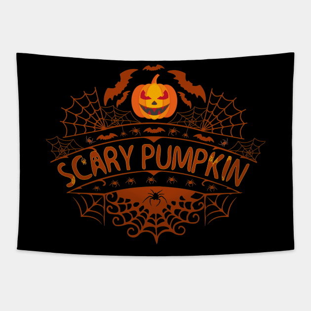 Scary Pumpkin Head Halloween Tapestry by CollectionOS
