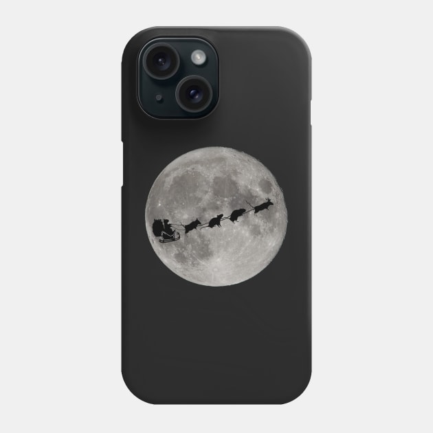Santa  mouse passing the moon Phone Case by Simon-dell