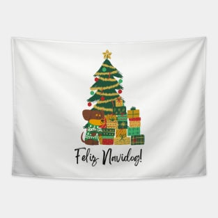 Feliz Navidog! (Feliz Navidad) Christmas Tree Festive Dog Tapestry