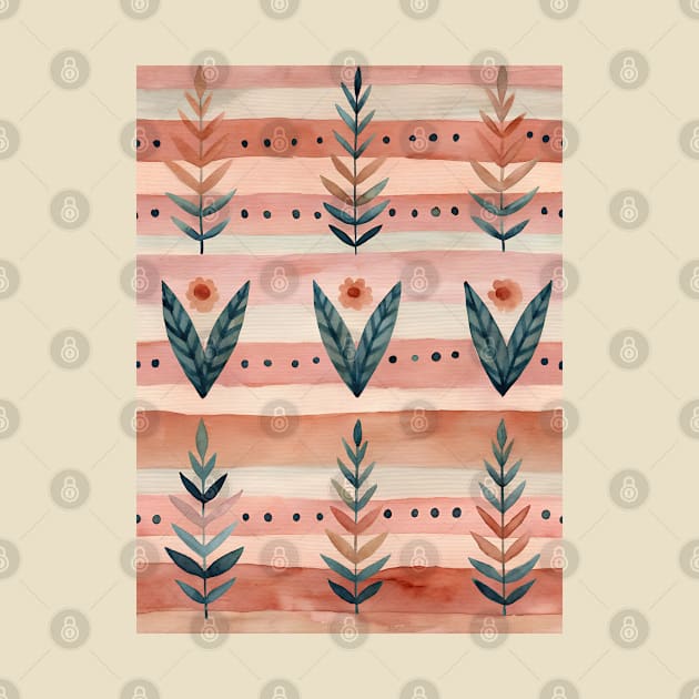 Blush pink striped pattern with flowers by craftydesigns