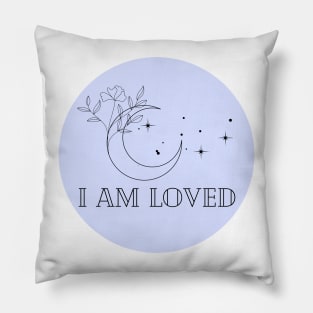 Affirmation Collection - I Am Loved (Blue) Pillow