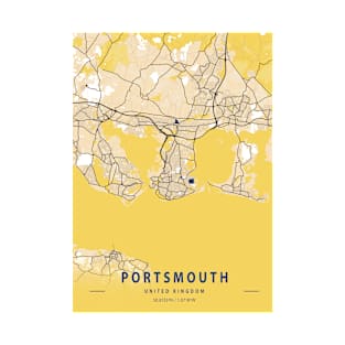 Portsmouth - United Kingdom Yellow City Map T-Shirt