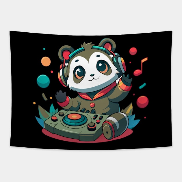 cute panda playing dj music Tapestry by Shapwac12